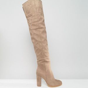 Daisy Street Taupe Heeled Over The Knee Boots